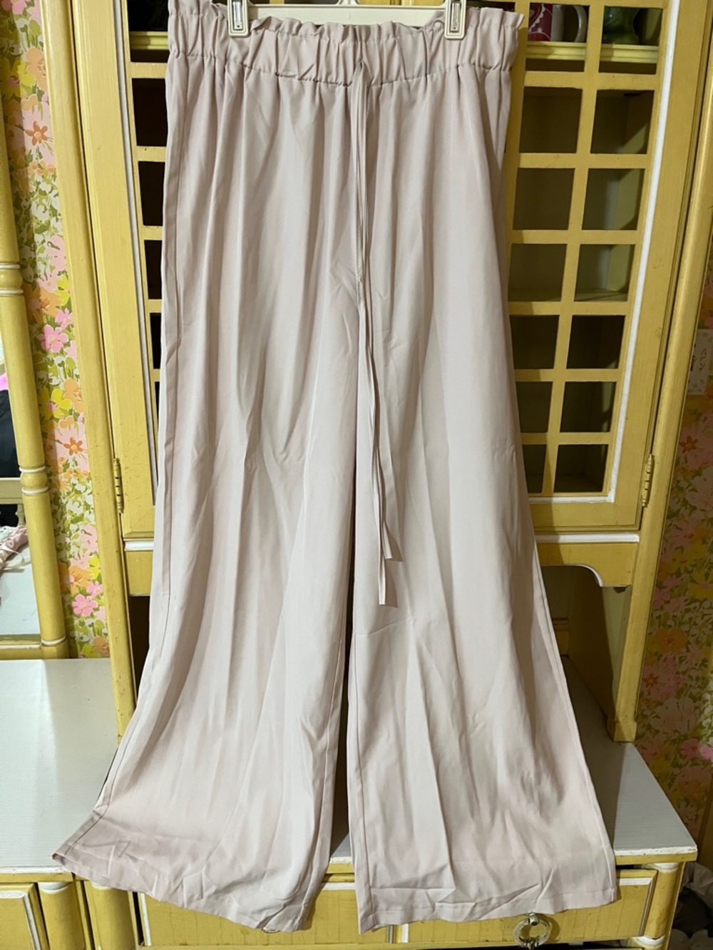 Wide Leg Women’s Pants in Light Beige - Elegant Flow